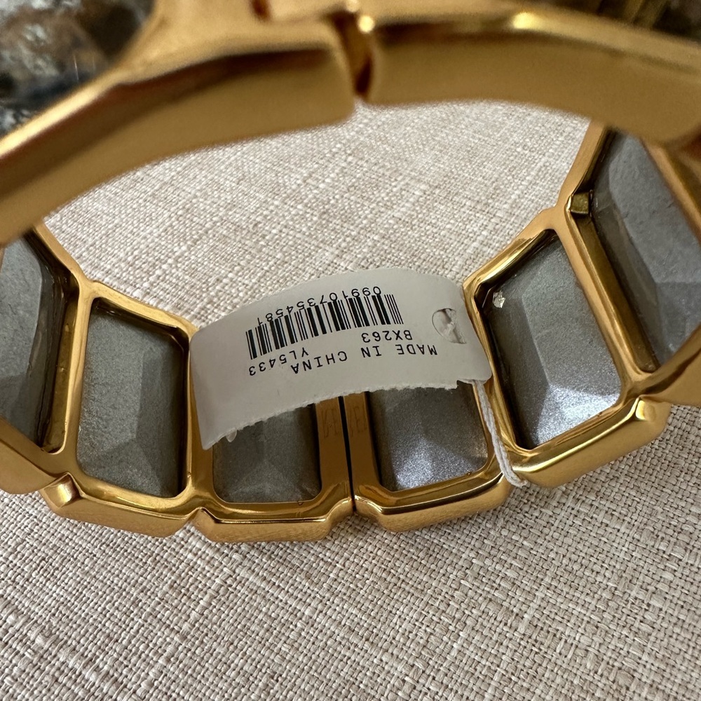 NWT | J Crew Hinged Rectangle Stone Bracelet in Burnished Gold - Picture 11 of 14